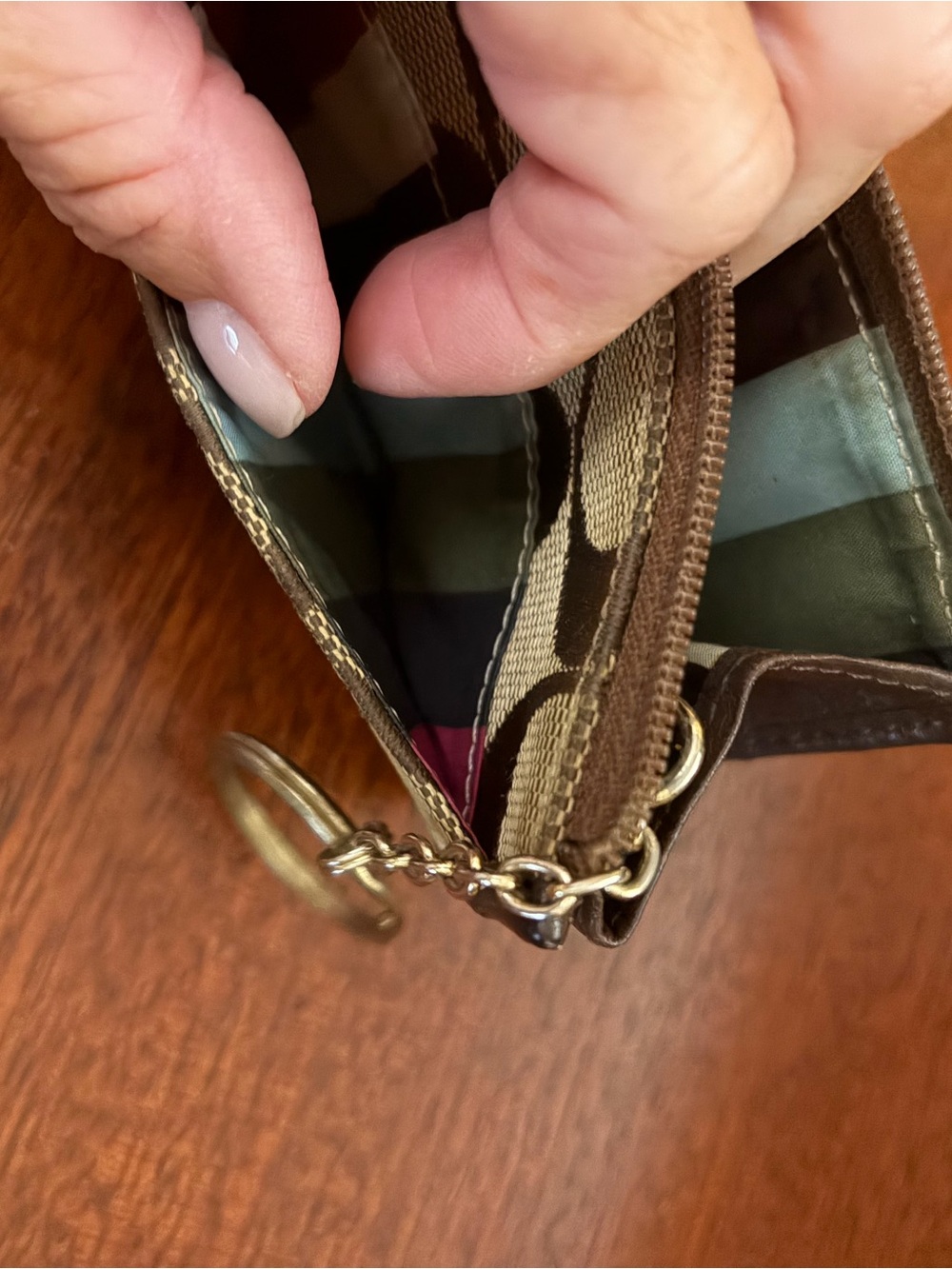 Coach Signature Zip Card Pouch Key Chain - Picture 5 of 5